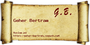 Geher Bertram névjegykártya